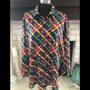 Vintage 1990’s Colorful Basketweave Blouse, SZ 2X